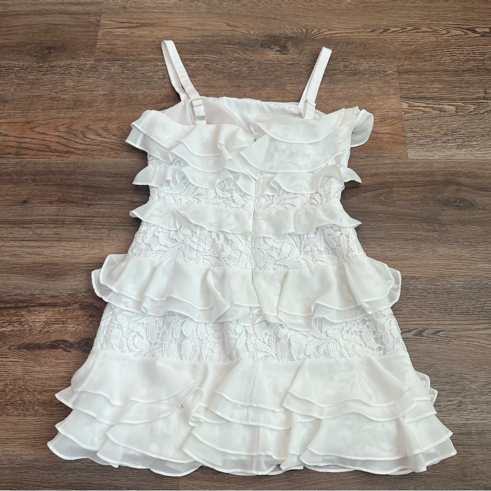 Lilly Pulitzer White Lace Ruffle Tiered Dress Size 2 Chiffon Mini Dress Bridal - Picture 3 of 9